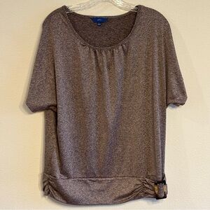 Apt. 9 Women's Short Sleeve Brown Scooped Neckline Top SZ L